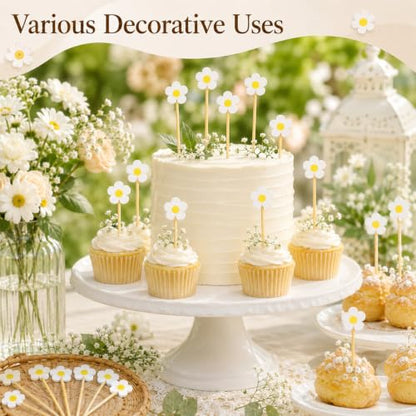 100 Pcs Daisy Floral Cocktail Picks for Fruit & Party Decor