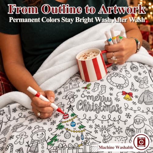 Christmas Coloring Sherpa Fleece Throw Blanket 40 x 60 Inches - Variation: Christmas Tree