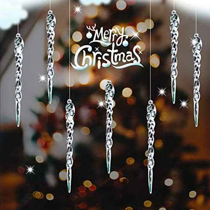 Naler 24 Pieces Christmas Icicle Drop Ornaments Clear Icicles for Christmas Tree Decorations, 5.1 Inch