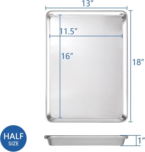 HARDURA Aluminum Baking Sheet Pan - 18”L x 13”W x 1”H | 12-Pack Cookie Sheets for Oven Use