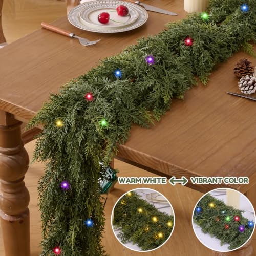 9FT Pre-Lit Christmas Cedar Garland with Lights - Realistic Faux Pine for Holiday Decor - Variation of THIS listing