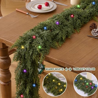 9FT Pre-Lit Christmas Cedar Garland with Lights - Realistic Faux Pine for Holiday Decor - Variation of THIS listing