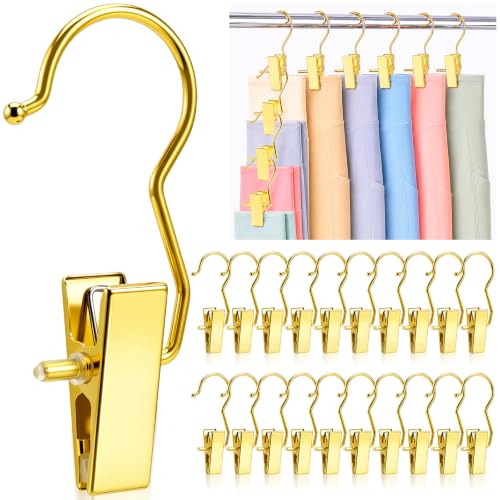 Gold Boot Clips for Closet - 20 Pack Stainless Steel Hanging Clothes Pins