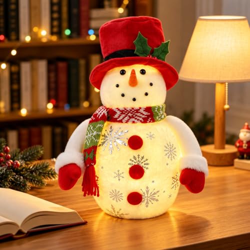Cllayees 13.5 Inch Lighted Christmas Snowman Table Decor - Style 1