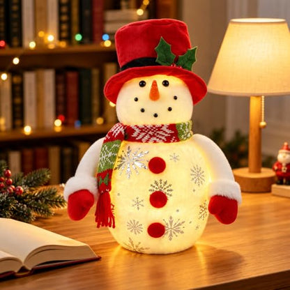 Cllayees 13.5 Inch Lighted Christmas Snowman Table Decor - Style 1