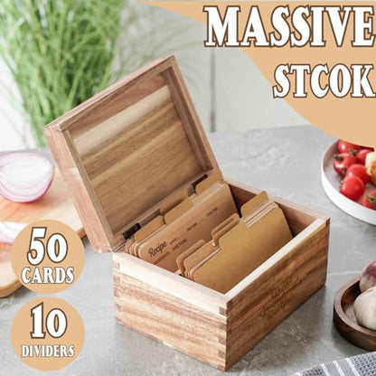 Grandma Recipe Box with 50 Recipe Cards & Dividers - Gift Organizer for Christmas & Birthdays