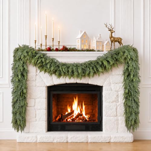 Christmas Cedar Garland 9FT Real Touch Greenery for Mantle Decor - Variation 1