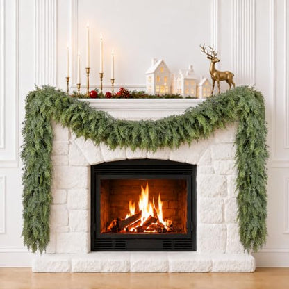 Christmas Cedar Garland 9FT Real Touch Greenery for Mantle Decor - Variation 1