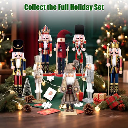 Christmas Nutcracker King & Soldier Figures Set - Wooden Holiday Decor