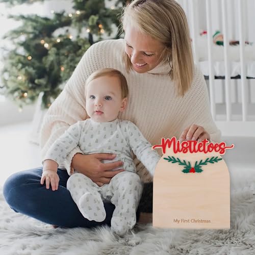 First Christmas Footprint Keepsake Sign - Wooden Nursery Milestone Decor