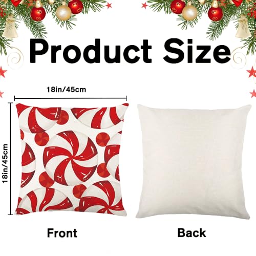 Christmas Pillow Covers 18x18in Set of 4 Candy Theme Holiday Decor