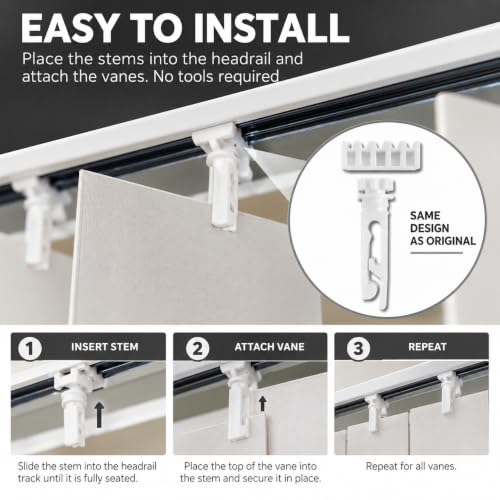 Vertical Blinds Replacement Carrier Stem Clips - 8 Pack