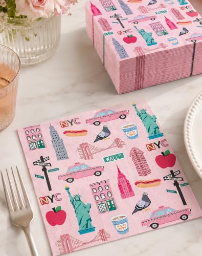 50PCS Pink NYC Theme Disposable Paper Napkins for Parties
