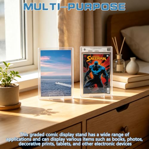 24 Pack Clear Acrylic Comic Book Display Stands Adjustable Graded Comic Racks