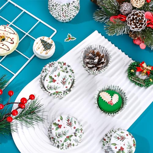 Christmas Cupcake Liners Holly Print Watercolor Bakeware Holders 300pcs