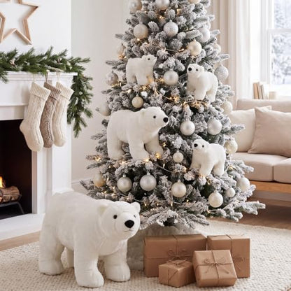 Christmas Polar Bear Ornaments Set - 3 Sizes, White Holiday Decorations (Variation: Cute / 10.63" x 17.72", 7.87" x 13.78", 5.12" x 7.87")