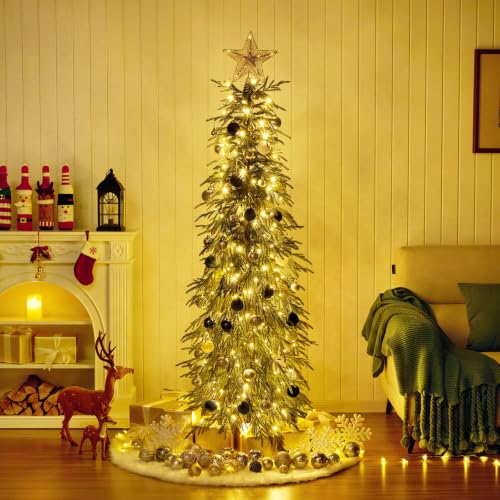 VeriNaTural 6ft Slim Prelit Christmas Tree with Warm White LED Lights