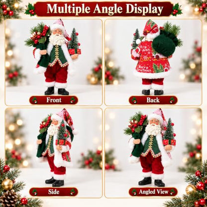 Santa Claus Figurines Christmas Decorations 10.6 Inch Hand-Painted Holiday Statue - Santa Claus A