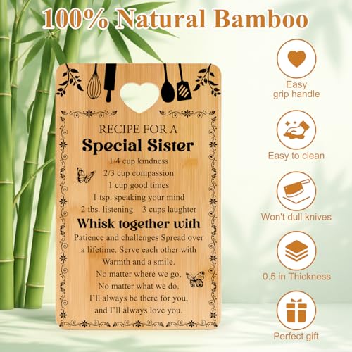 Personalized Sister Gift Cutting Board from Bamboo - Birthday & Holiday Gift from Sister - 13x8 Inches - Variation: Sister