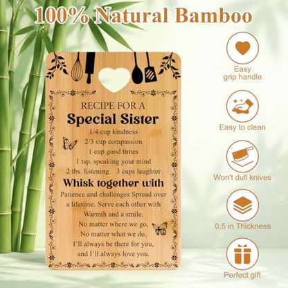 Personalized Sister Gift Cutting Board from Bamboo - Birthday & Holiday Gift from Sister - 13x8 Inches - Variation: Sister