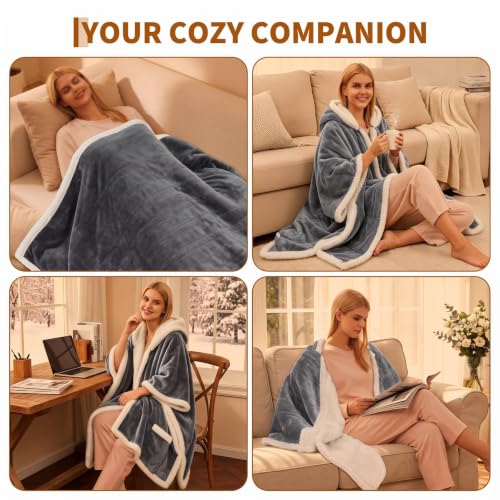 Garvee Wearable Heated Throw Blanket 50x60 Inch with Digital Controller - Dark Gray