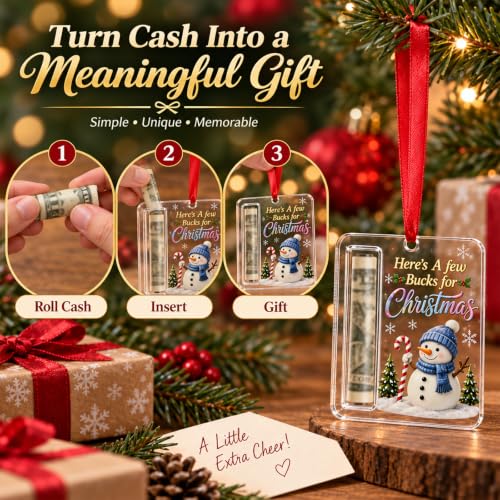 Christmas Money Gift Ornament Set with Cash Holders - Santa Snowman Tree