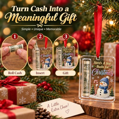Christmas Money Gift Ornament Set with Cash Holders - Santa Snowman Tree