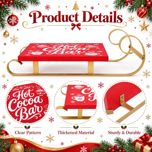 Christmas Hot Cocoa Wood Tray Holder - Red Sleigh Design for Holiday Decor