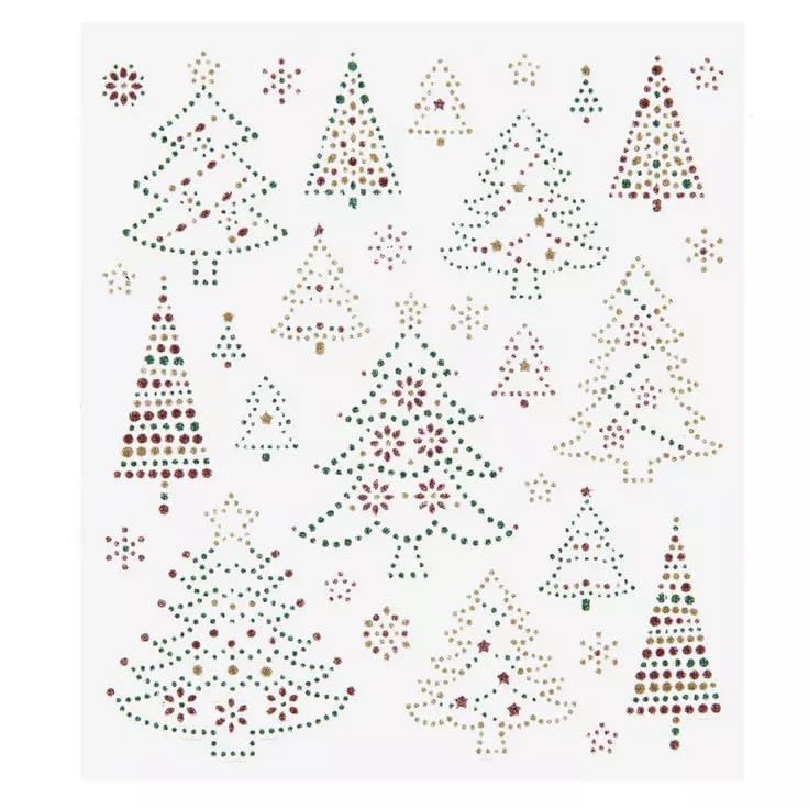 Christmas Tree Glitter Sticker Set – 62 Pack for Scrapbooks & Cards