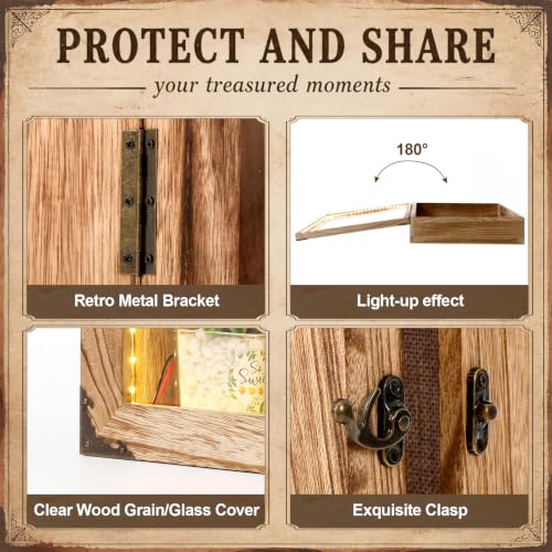 16x20 Inch Rustic Brown Deep Shadow Box Frame with LED Light - Cinnvoice