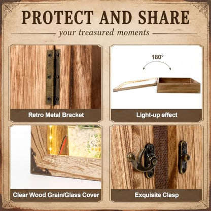 16x20 Inch Rustic Brown Deep Shadow Box Frame with LED Light - Cinnvoice
