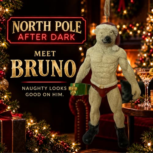 Bruno Polar Bear Christmas Tree Ornament - Cheeky Holiday Decor, 4.5 Inches