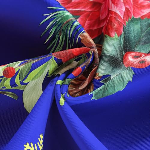 Blue Christmas Tablecloth 60x140 Inch Rectangular Poinsettia Plaid Washable Spillproof
