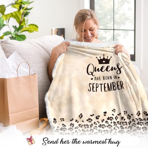 Vprintes Birthday Gift Blanket for Women - 50th Birthday Cozy Throw - September