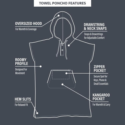 Surf Poncho Ultra Absorbent Hooded Towel Poncho with Zipper Pocket - Bigfoot Variant