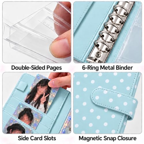 Blue A5 Kpop Card Binder with 25 Pocket Pages - PU Leather Collectible Organizer
