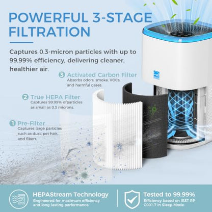 Air Purifier for Large Rooms - 145 CFM, ENERGY STAR, White Finish