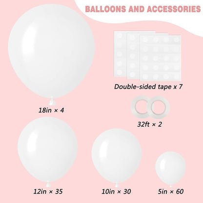 RUBFAC 129-Piece White & Purple Balloon Set - Perfect for Garland & Arch Decorations | Various Sizes 5-18 Inches