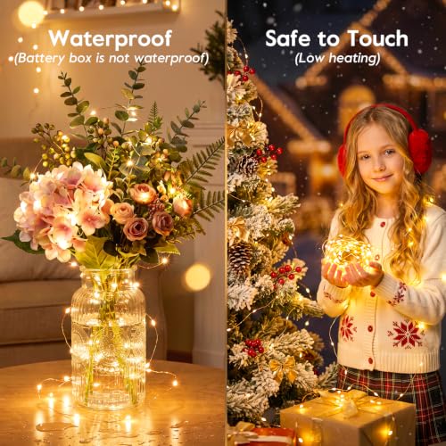 Warm White Battery Operated Fairy Lights 2 Pack 16ft LED String Lights