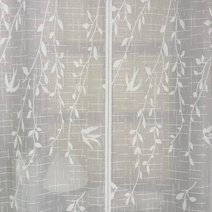 AiDamai 39"W x 63"L Doorway Curtain - Semi-Sheer Room Divider with Willow Embroidery, White-Leaf (1PC) Variation