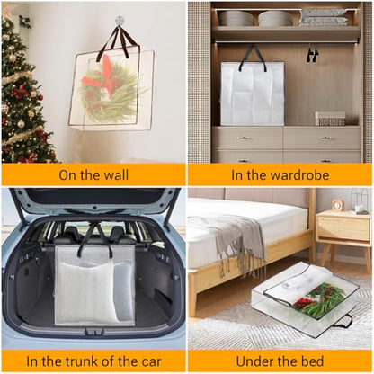 Square 26-Inch Wreath Storage Bag - 95L for Seasonal Decorations & Home Organization - 1-Pack