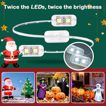 2-Pack Inflatable Fan Replacement 1.5A with 2.0A Adapter & 5 LEDs Light Strings - Waterproof IP68 for Holiday Inflatables