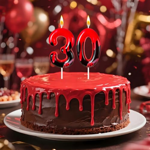30 Red Dripping Blood Number Cake Candle - Horror Halloween Party Decor
