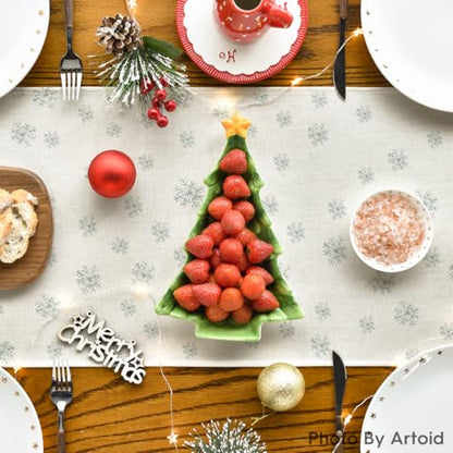 Christmas Table Runner 13x108 Inch Pine Tree Holiday Decor Beige - Durable Polyester