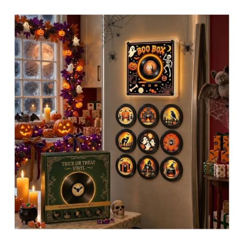 Halloween Magnetic Vinyl Player with NFC Touch-to-Play & 9 Discs - Festive Music Box Set