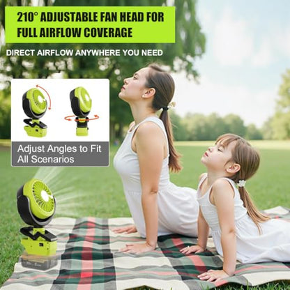 Cordless Battery Powered Fan for Ryobi 18V with LED Light - 1 Pack