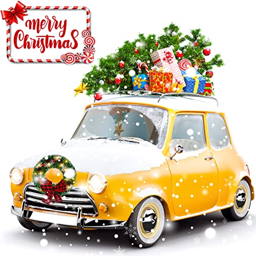 Christmas Car Wreath Decoration with LED Lights - Classic Style
