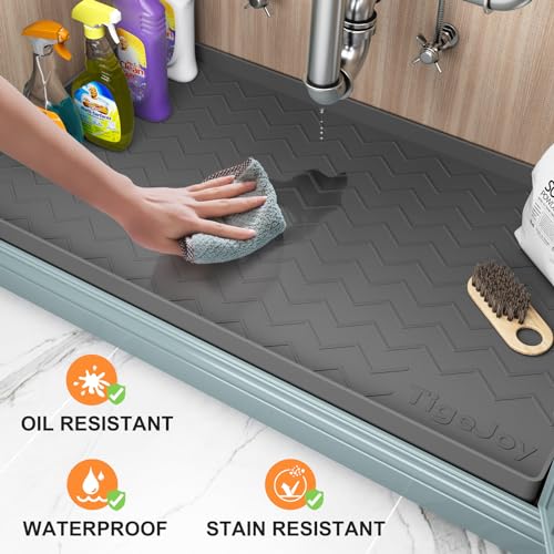 Waterproof Mat for Under Sink 22" x 19" - Various Sizes Fit for Bathroom and Kitchen Cabinets - Easy to Clean, Under Shelf Liner Organizer, Non-Slip Surface, Eco-Friendly Material Drip Tray