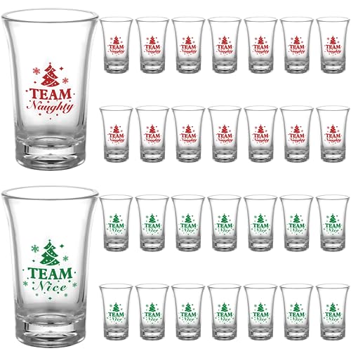 30 Pack Christmas Shot Glasses - Naughty Nice Party Cups, 1.2 oz Acrylic