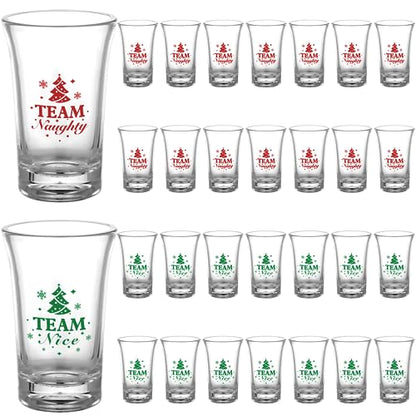 30 Pack Christmas Shot Glasses - Naughty Nice Party Cups, 1.2 oz Acrylic